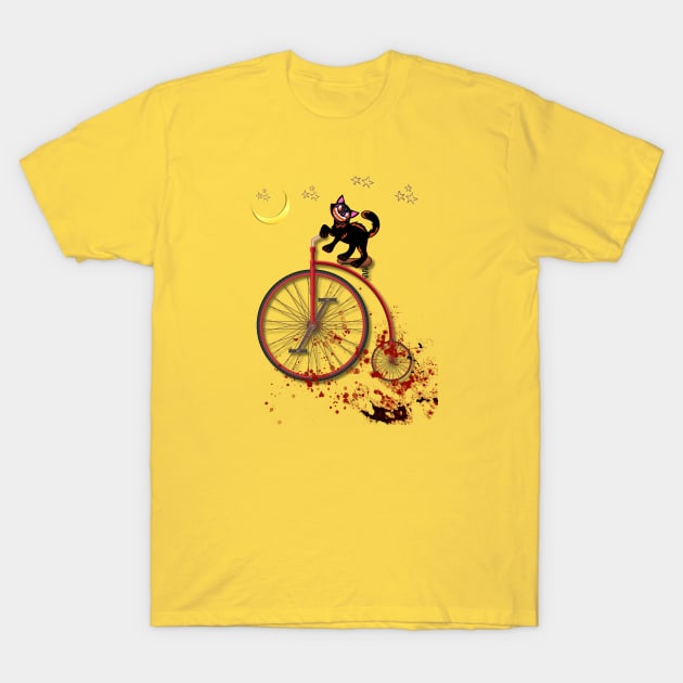 Funny cat ridin bycicle T-Shirt by LuluCybril